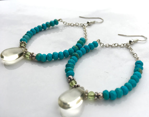 Turquoise & Lemon Quartz Earrings