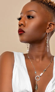 CZ and Gemstone Sterling Hoop Earrings