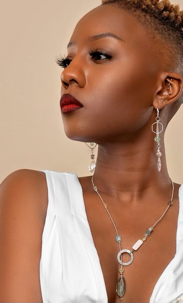 CZ and Gemstone Sterling Hoop Earrings