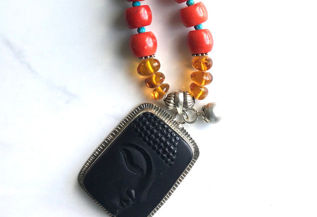 Black Onyx Buddha Pendant Necklace