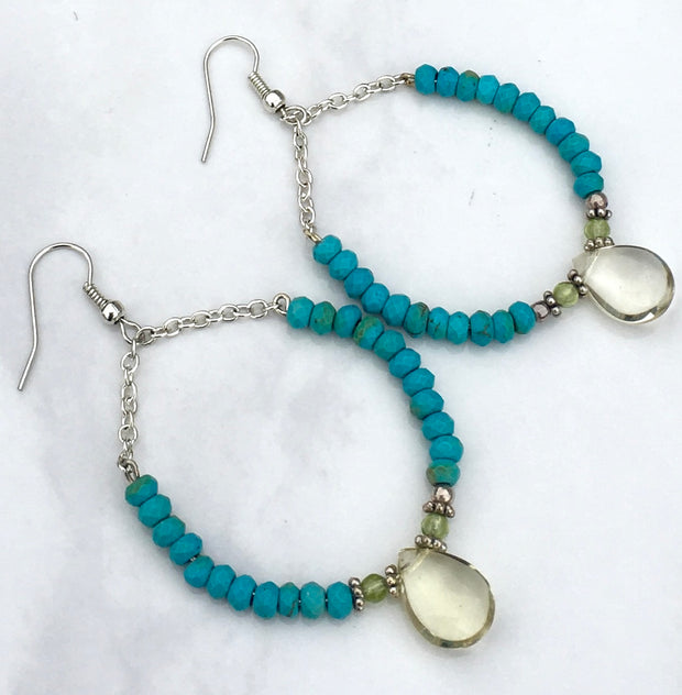 Turquoise & Lemon Quartz Earrings