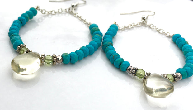 Turquoise & Lemon Quartz Earrings