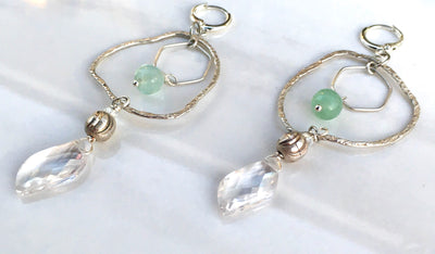 CZ and Gemstone Sterling Hoop Earrings