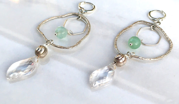 CZ and Gemstone Sterling Hoop Earrings