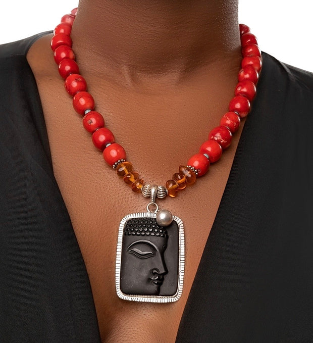Black Onyx Buddha Pendant Necklace
