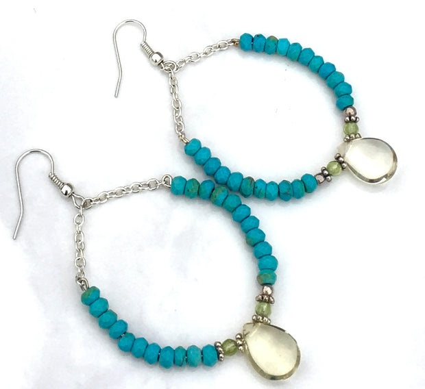Turquoise & Lemon Quartz Earrings