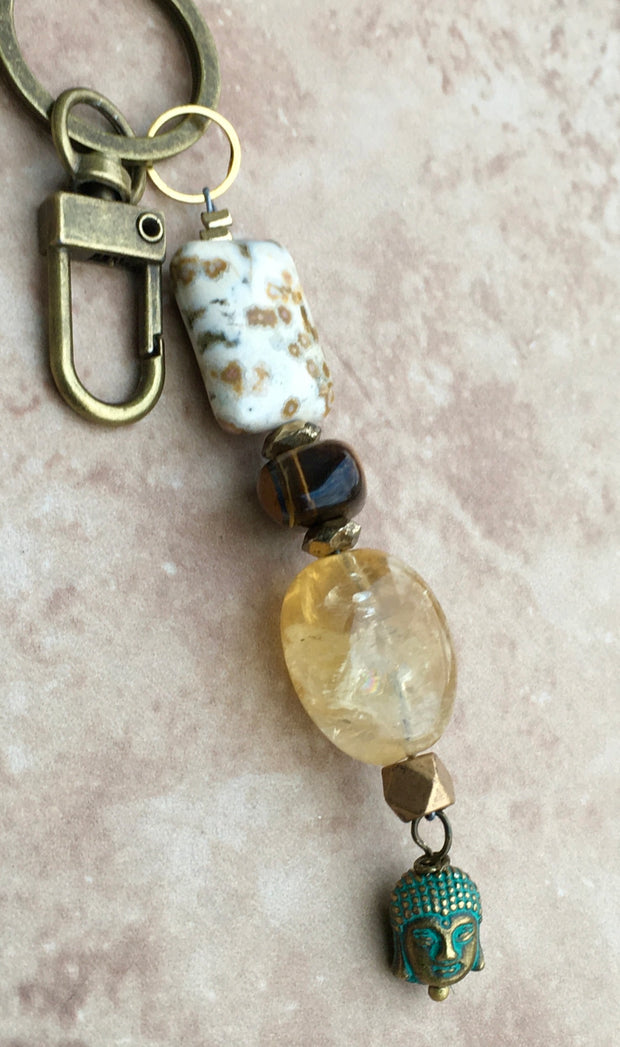 Citrine & Jasper Keychain