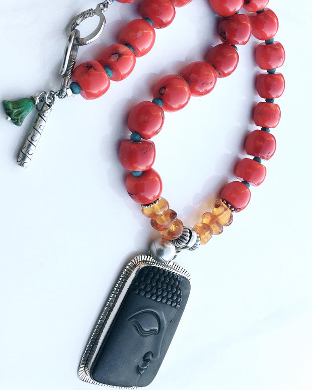 Black Onyx Buddha Pendant Necklace