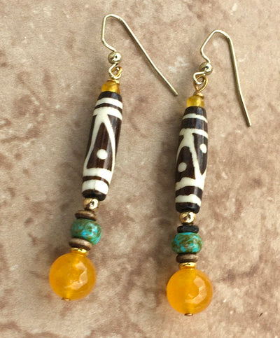 Yellow Jade Tribe Flow Earrings