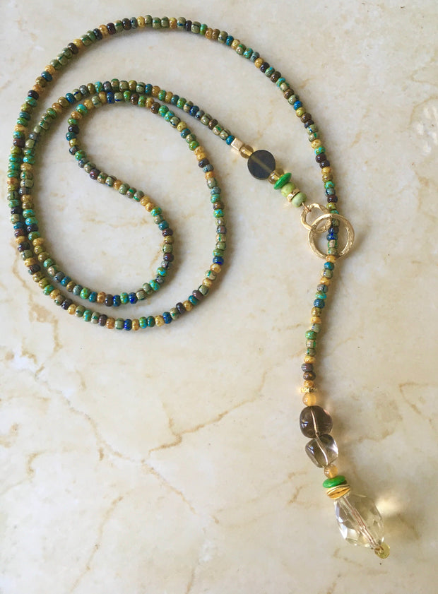 Pineapple Quartz Lariat Necklace