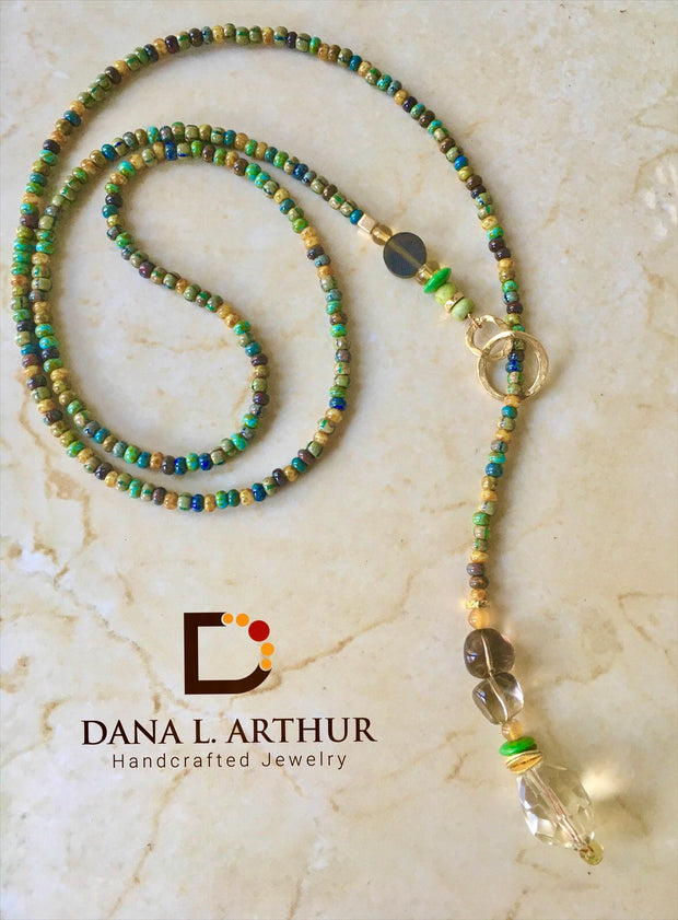 Pineapple Quartz Lariat Necklace